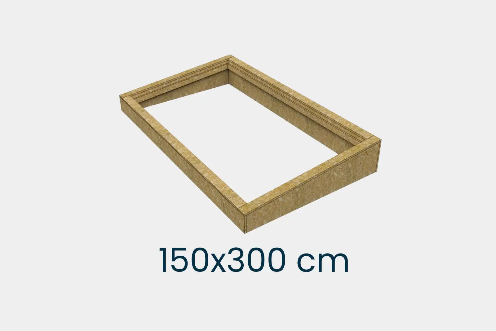 Aufsetzkranz 150 x 300 cm gedämmt Sperrholz für Flachdach – Hauptbild mit Maß