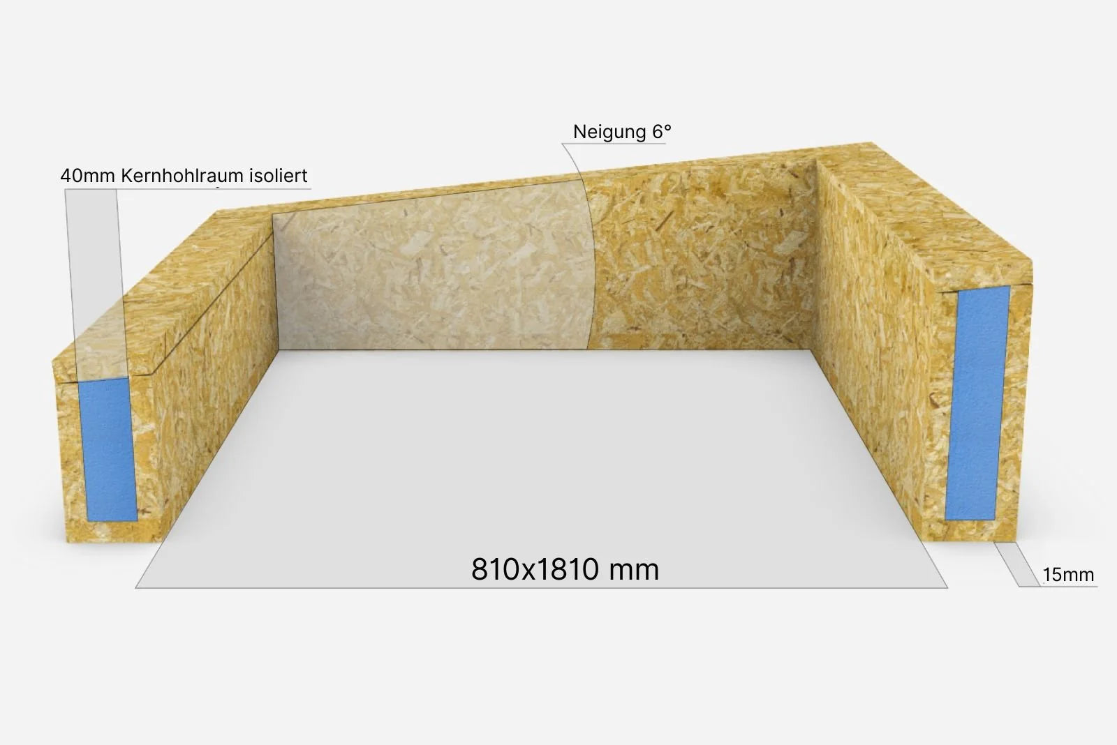 Aufsetzkranz 80 x 180 cm gedämmt OSB für Flachdach – technische Zeichnung mit Maß